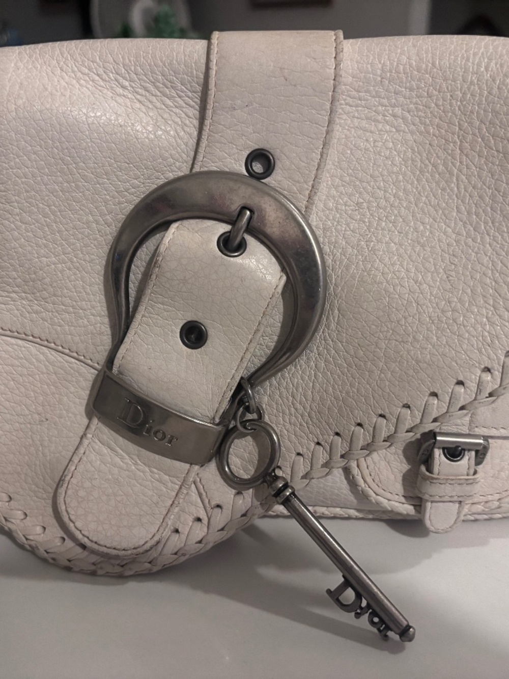 Christian Dior extremely rare Authentic white/cream Gaucho Satchel Saddle bag
